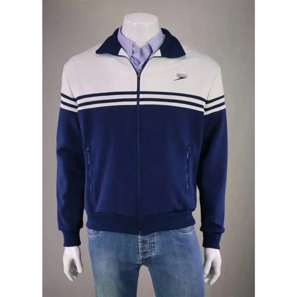Speedo Other - Speedo Vintage 1980's Blue/White Zip Front Track Jacket Unisex XL